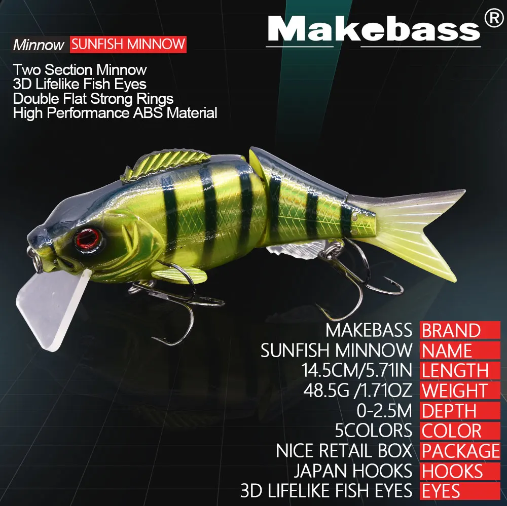 Makebass 1,76 дюйма/унций гибкие воблеры две секции гольян рыболовная приманка искусственная жесткая приманка рыболовные снасти Япония рыболовные крючки