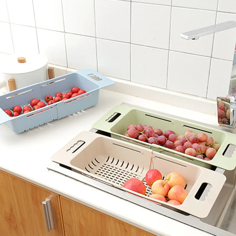 2 шт Набор Регулируемая раковина сушилка для посуды шкаф-органайзер для кухни пластиковая раковина сливная Корзина Овощной фруктовый