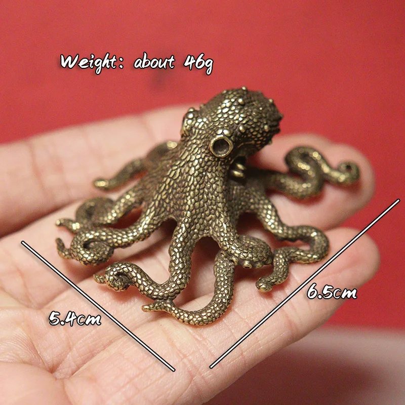 Small Octopus Statue for Home Decoration Retro Brass Tea Pet Table Ornament Home Decorations Accessories Antique Tea Crafts