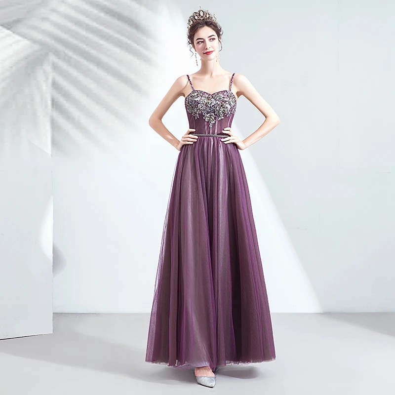Фиолетовые Выпускные платья 2019 элегантные А-силуэта vestidos de gala Спагетти ремни стильная Фея Длинные вечерние платья прогулки рядом с вами