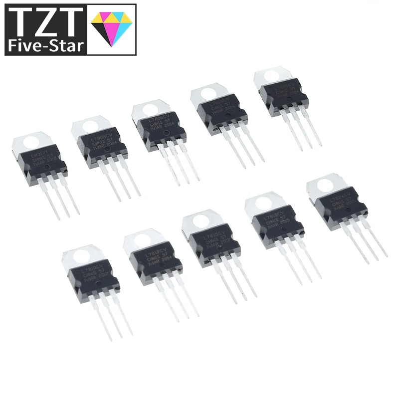 TZT 10PCS LM317T L7805 L7806 L7808 L7809 L7910 L7812 L7815 L7818 L7824 L7915 Spannungsregelungsmodul – Detail 1