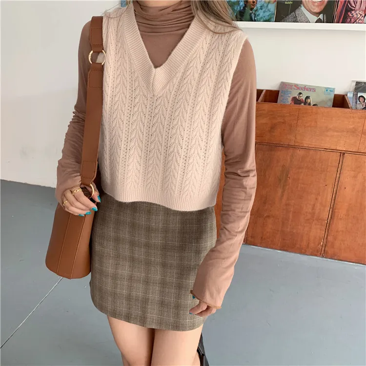 

Cheap wholesale 2021 spring autumn winter new fashion casual warm nice sweater vest women woman female OL knit vest Ay727