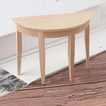 

1:12 Simulation Dollhouse Miniature Wooden Half Round Table Model Furniture Teatable Coffee Living Room Kid Toy Dolls Lovely