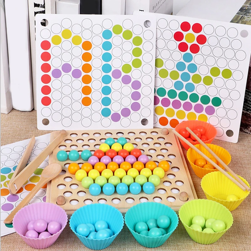 Beads Game Montessori Early Childhood Children Wooden Clip Ball Puzzle Parent-child Interactive Toys For Children Gifts