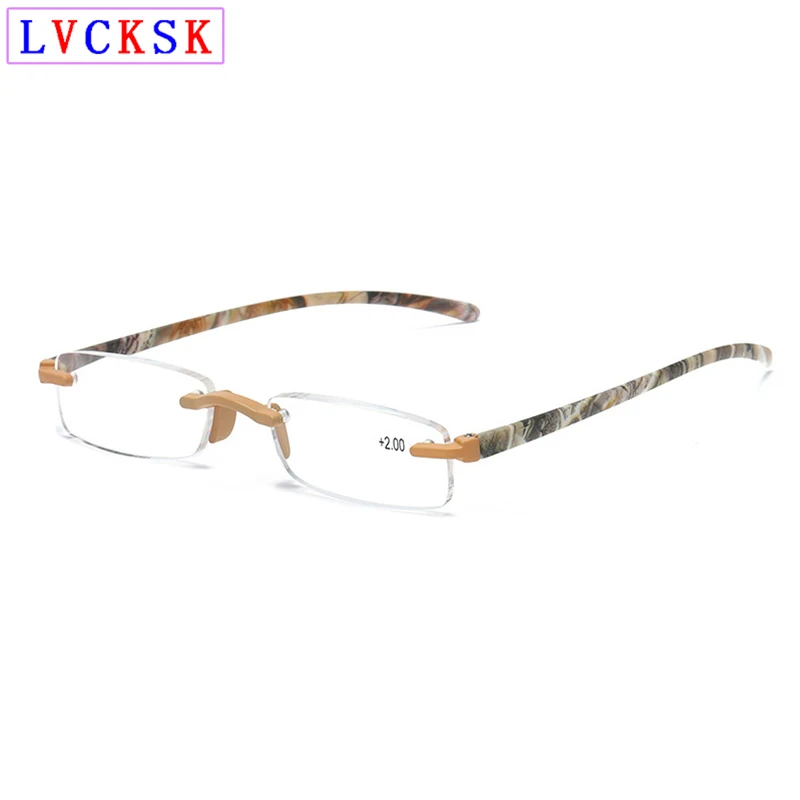 

Women Fashion Reading Glasses magnifier Men Rectangle Rimless Presbyopia Eyeglasses Hyperopia Spectacles Send Leather Pouch N5