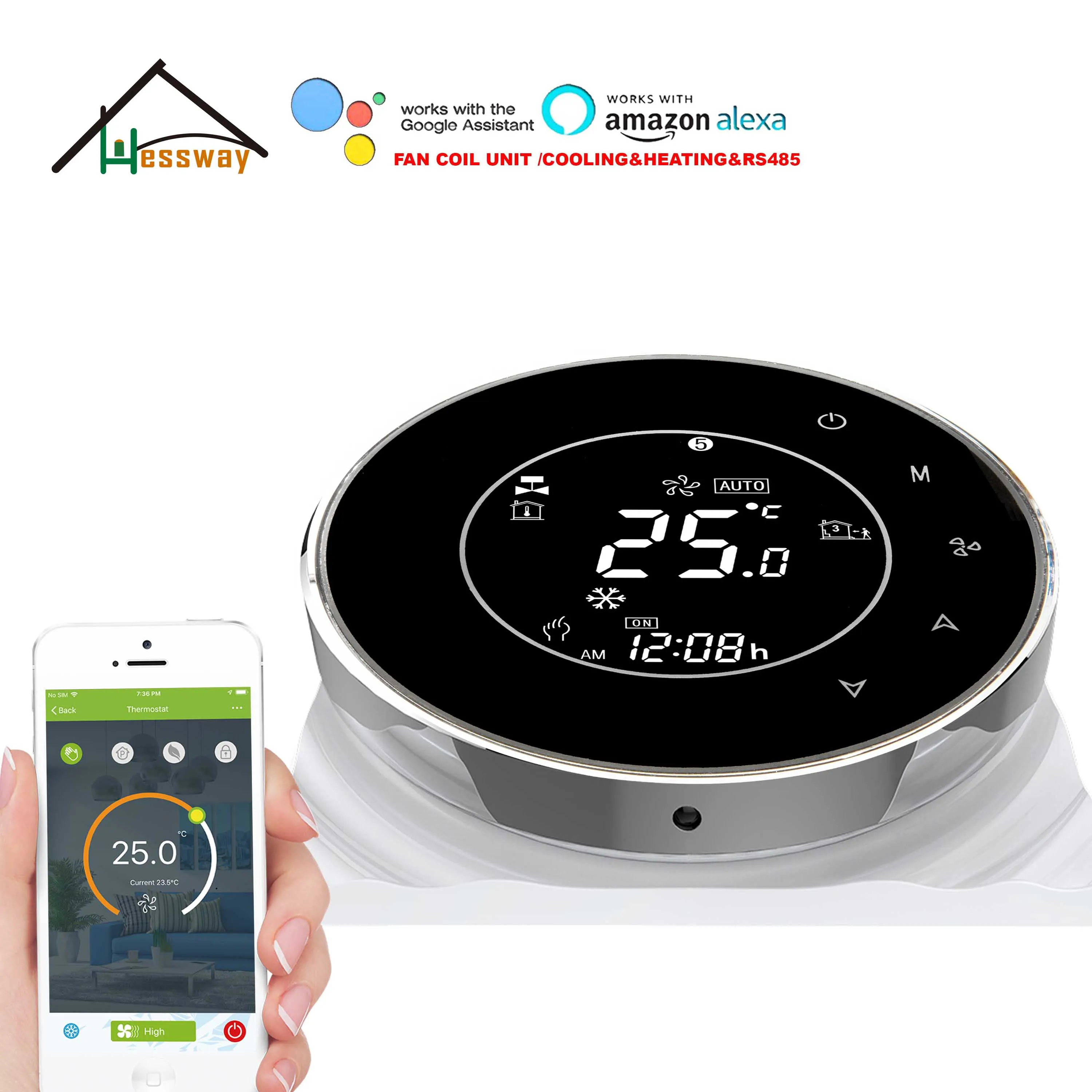 HESSWAY Wi Fi термостат катушка вентилятора RS485 и MODBUS для дистанционного управления