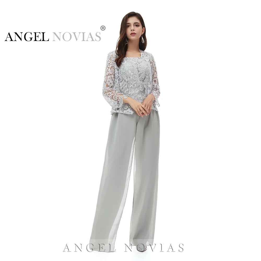 Drie Stuk Moeder van de Bruid Broek Past Jurk 2020 met Lange Jassen Lange Mouwen Chiffon Moeder Jurk Voor Bruiloft Drie Stuk Moeder van de Bruid Broek Past Jurk 2020 met Lange Jassen Lange Mouwen Chiffon Moeder Jurk Voor Bruiloft