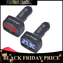 듀얼 usb 차량용 충전기 dc 5 v 3.1a 범용 전압/온도/전류 미터 테스터 어댑터 디지털 led 디스플레이 r20(China)