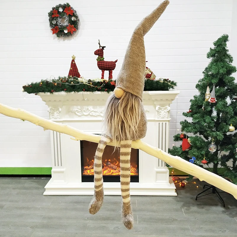2Pcs Christmas Decoration Cute Sitting Long-Legged Elf Festival New Year Dinner Party Christmas Tree Home Decoration