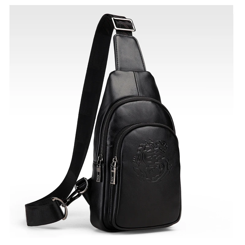 Riñonera de piel auténtica para hombre, paquete de pecho informal, chino, diseño de 100%|Riñoneras| AliExpress