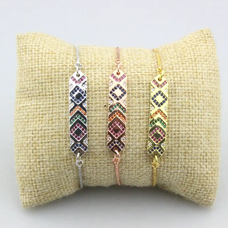 Регулируемый 10 шт./лот Мода cz браслет, цветной, с кубическим Цирконом микро проложить connetor, ювелирные изделия браслеты ручной работы