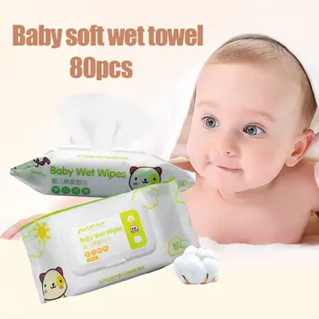 

80Pcs Baby Portable Disposable Wet Wipes Kid Hand Mouth Cleansing Napkin Tissue