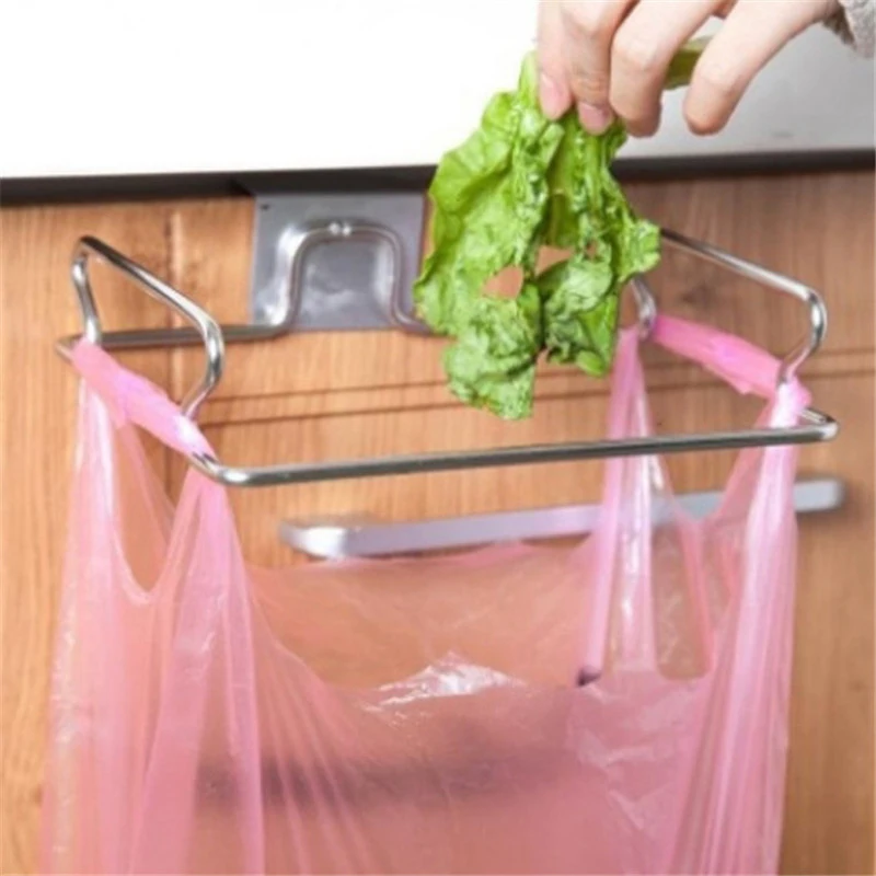 

Kitchen Trash Bag Holder Door Hook Garbage Bags Hanger Cupboard Stand Support Storage Rack Stainless Steel Kitchen Accessories