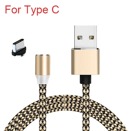 Магнитный зарядный кабель для IPhone 5 и 5S, 6, 6s, 7, 8 Plus, X, XS, type C, быстрая зарядка, Micro USB кабель, Магнитный зарядный кабель IY301 - Цвет: Gold For Type C