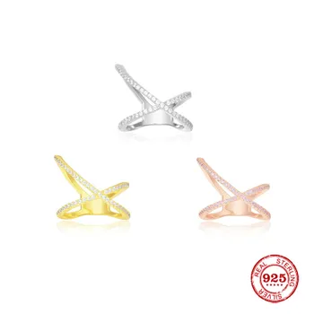 

Fashion Charm Sterling Silver Copy 1:1 Replica, Silver X-Shaped diamond Ring Women Monaco Jewelry Gift With Logo