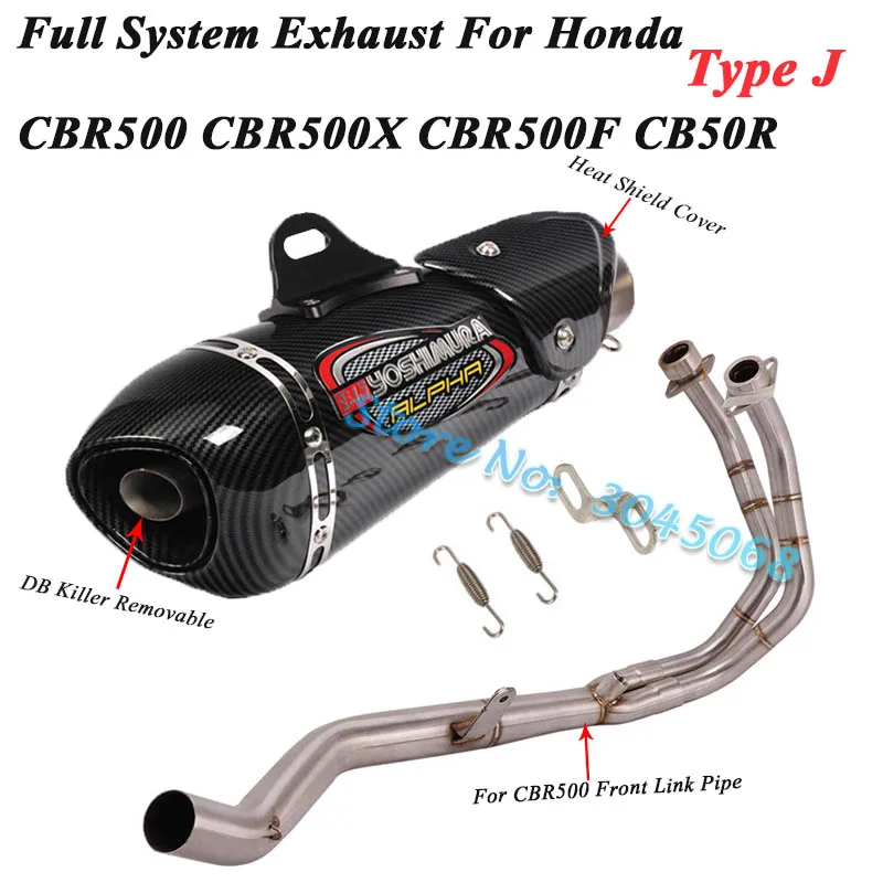 Полная система мотоцикла Yoshimura выхлопная труба Escape для Honda CB500X CBR500 CB500F CBR500R Передняя Соединительная труба карбоновый глушитель дБ убийца