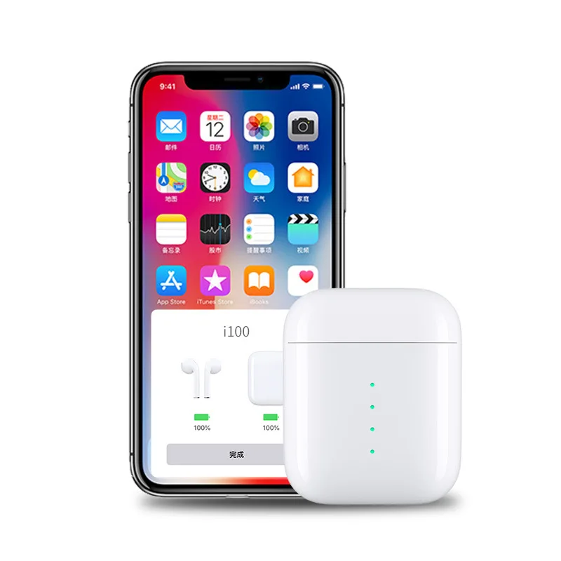 I100 tws беспроводные bluetooth-наушники, смарт-всплывающее окно, поддерживает беспроводную зарядку и комфортное ношение для бега гарнитуры