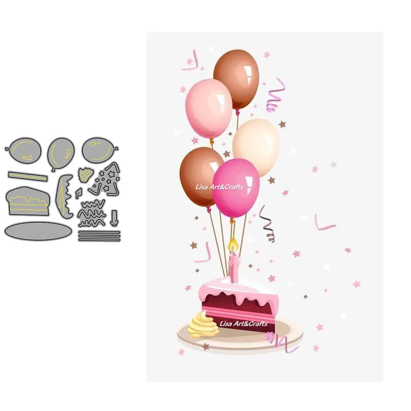 

Birthday Dies For Card Making Beautiful Ballon Cake Stencil DIY Craft Metal Die Cuts For Baby Children Birthday Party Card Mould