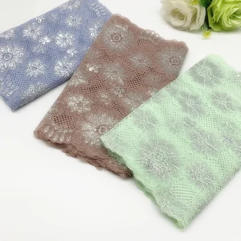 

3y/lot Width 23cm 3 Colors Elastic Stretch Lace trim Silver Skirt Hem Underwear Sewing Craft DIY Apparel Fabrics Lace Lingerie