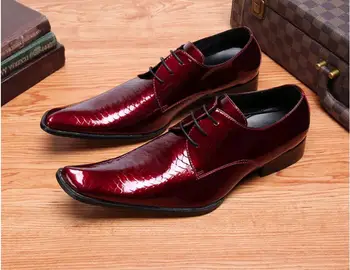 

high quality red men Formal leather shoes Luxury dress shoes crocodile grain Men oxfords Men's Business leather shoes chaussure