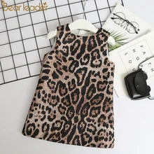 Bear leader/платье для девочек; рождественское платье для маленьких детей; удобное теплое вечернее красивое платье принцессы без рукавов с леопардовым принтом