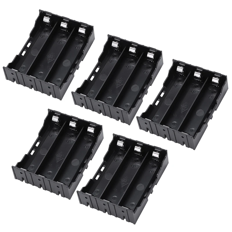 

Hot!! 5 Pieces Black Plastic 3 x 3.7V 18650 Batteries 6 Pin Battery Holder Case