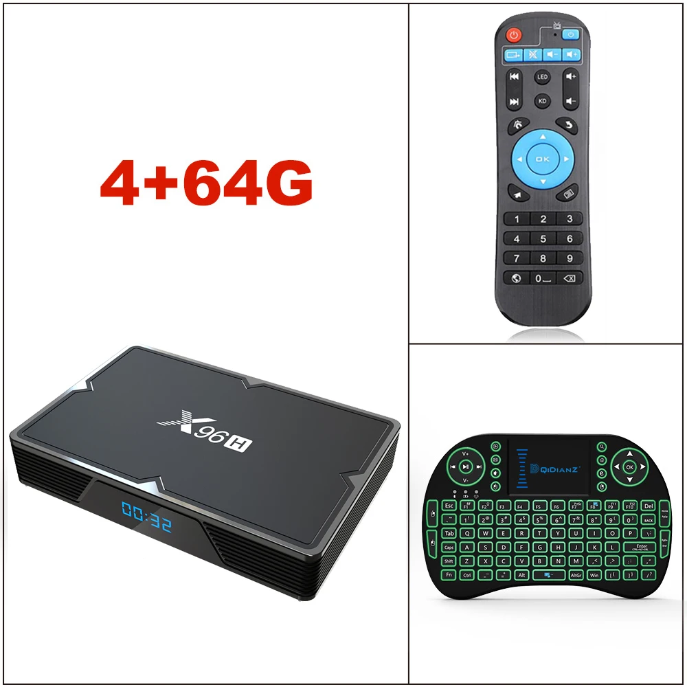 4g64g kb X96H Android 9,0 ТВ коробка H603 4 ядра 64 бит 6K HD USB 3,0 2,4G/5G, Wi-Fi, BT 4,1 Смарт медиаплеера Декодер каналов кабельного телевидения Youtube Netflix - Цвет: 4g64g kb