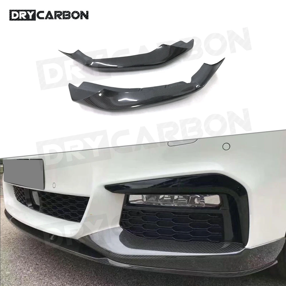 

For 5 Series Carbon Fiber Front Bumper Lip Splitters Aprons for BMW G30 G31 M Sport 2017 2018 2019 MP Style Head Flap Cupwings