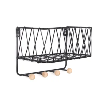 

Multifunctional Hollowed Out Wrought Iron Wall Hanging Home Storage Rack Strong Bearing No Drilling With Hooks Bathroom Kitchen