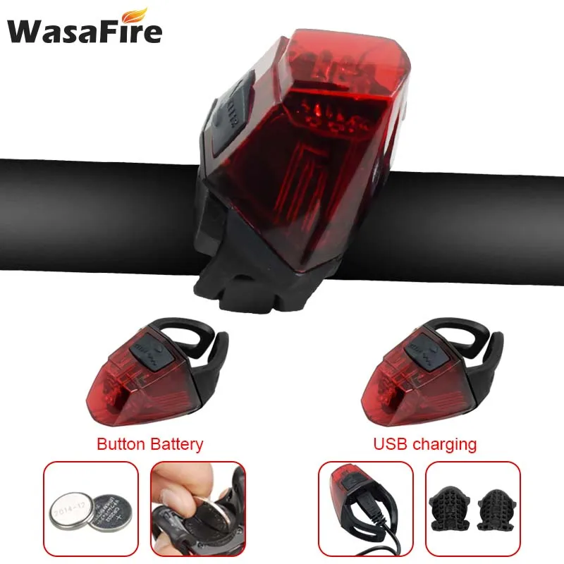 WasaFire, возможность зарядки при помощи разъема USB, задний светильник светодиодный задний фонарь для велосипеда с возможностью светильник безопасности Предупреждение лампа 3 режима ночного езда на велосипеде вспышки светильник встроенный Батарея