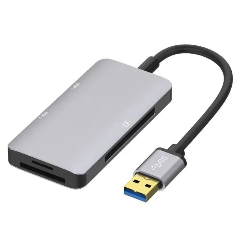 Кард-ридер концентратор USB 3,0-двойной USB 3,0+ TF/CF кард-ридер Док-концентратор конвертер адаптер Usb разветвитель Usb док-станция для ПК