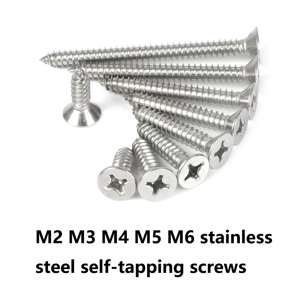 

10/20/30/50 pcs M1 M1.7 M2 M3 M4 M5 M6 304 stainless steel self-tapping screws countersunk head screws mini screws wood screws