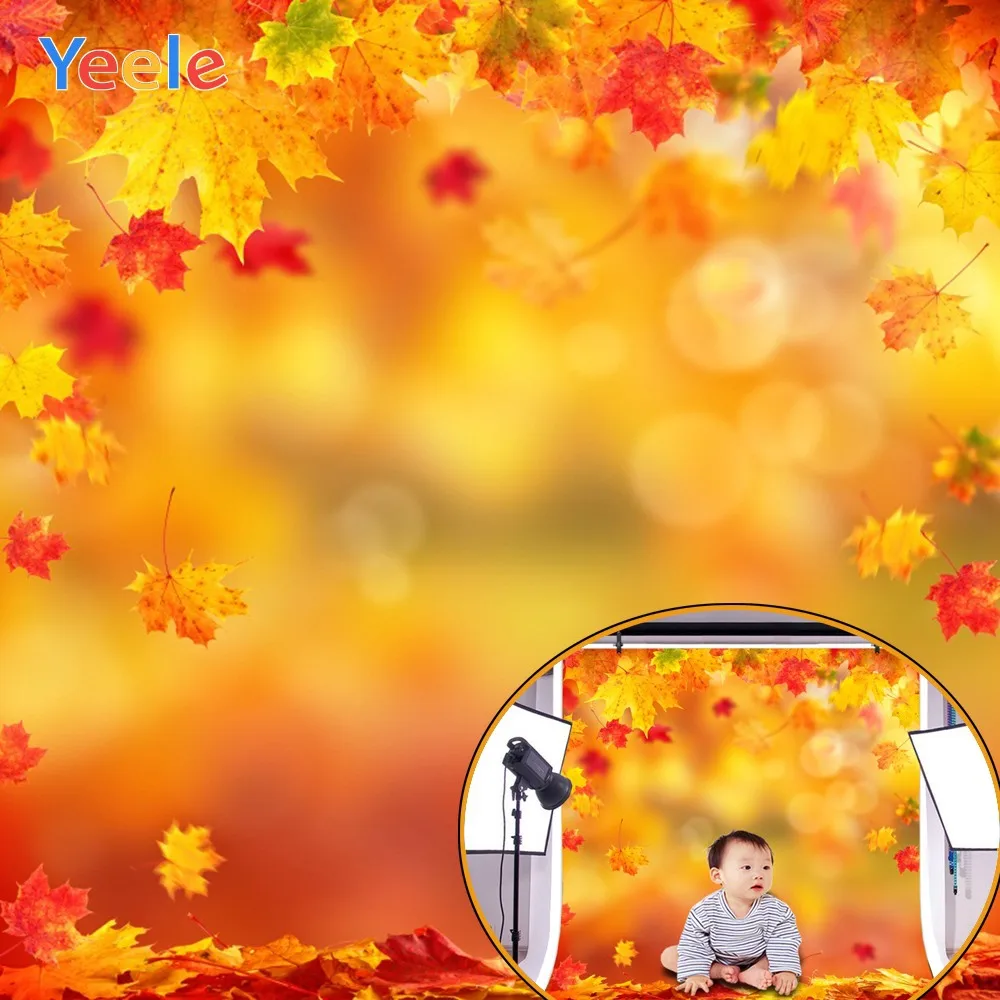 

Yeele Autumn Photocall Red Maple Leaves Beauty Baby Photography Backdrop Personalized Photographic Backgrounds For Photo Studio