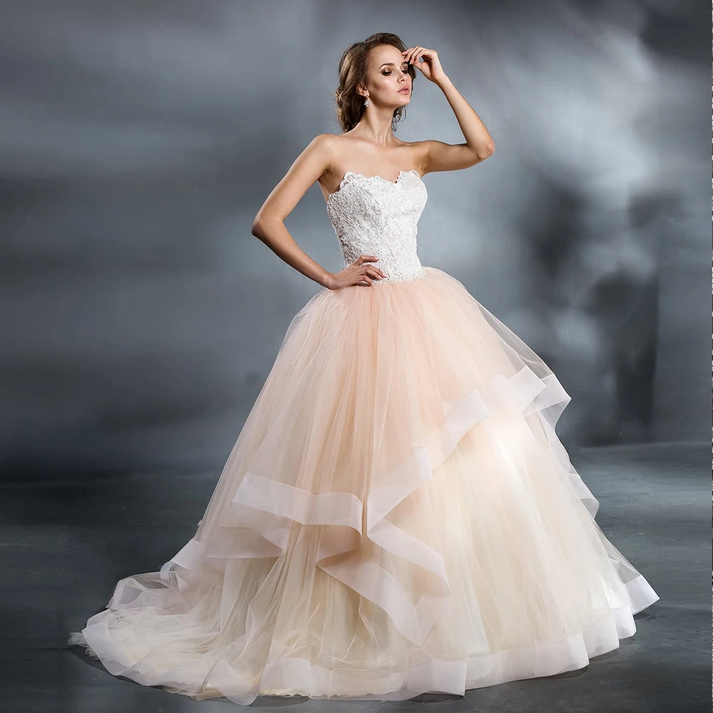 Бальное платье на заказ, свадебные платья размера плюс Robe Mariage, милая горловина, кружевные аппликации, платья принцессы Boda