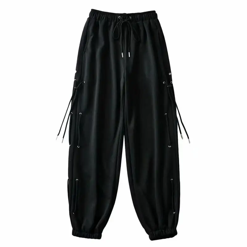 

Autumn and winter ladies casual sports pants trousers drawstring hip-hop dance elastic waist trousers women