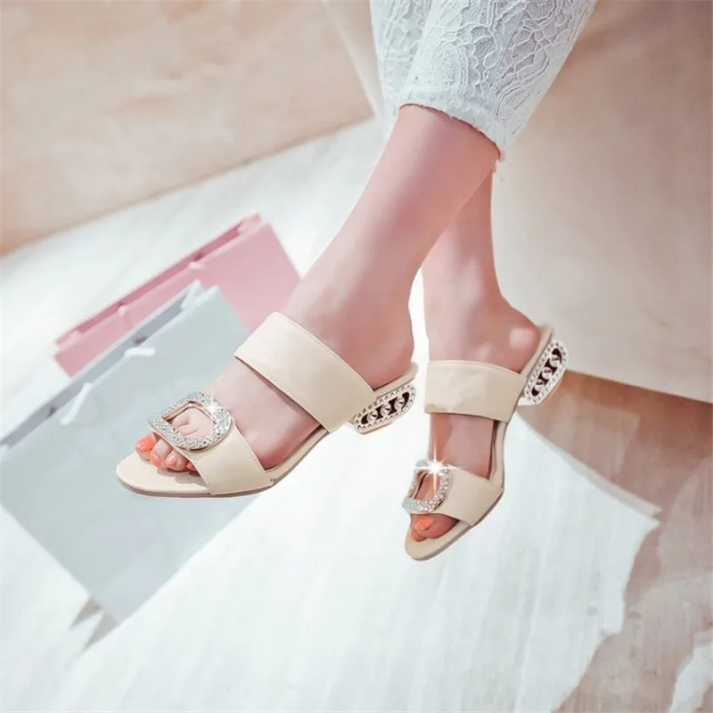 Женские богемные Шлепанцы из ПУ кожи на квадратном каблуке|fashion slippers|slippers