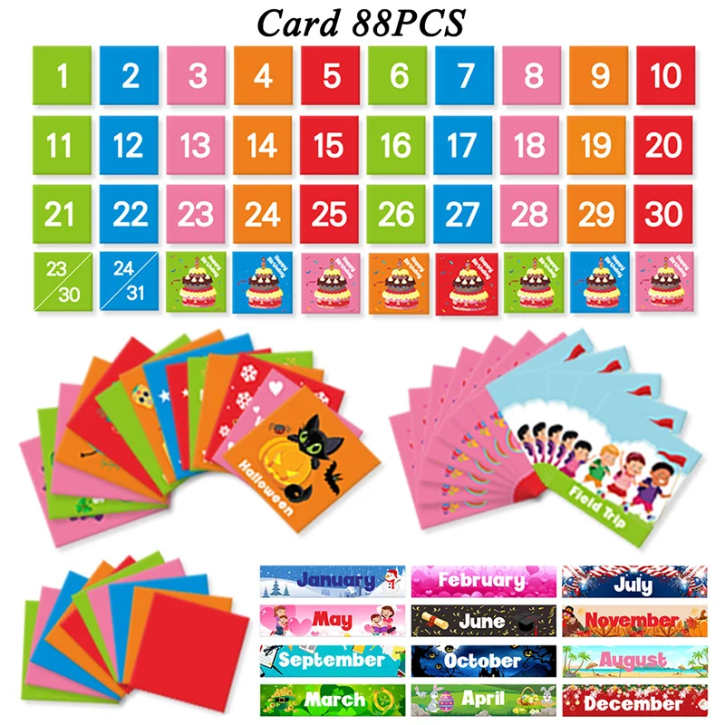 Early Education Calendar Hanging Bag Teaching Aid Calendar Pocket Chart Card Month Holiday Date Classroom Bedroom Learning Toys 4