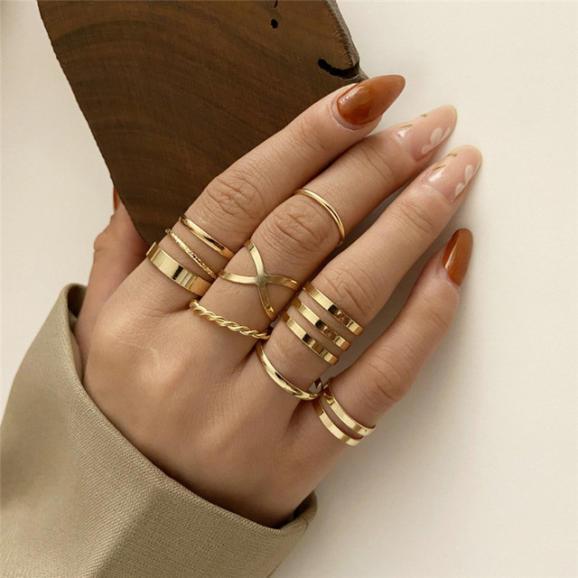 Color Hollowed Heart Shape Open Ring Set Design Cute Fashion Love Jewelry For Women Girl Gifts Adjustable Birthday Party
