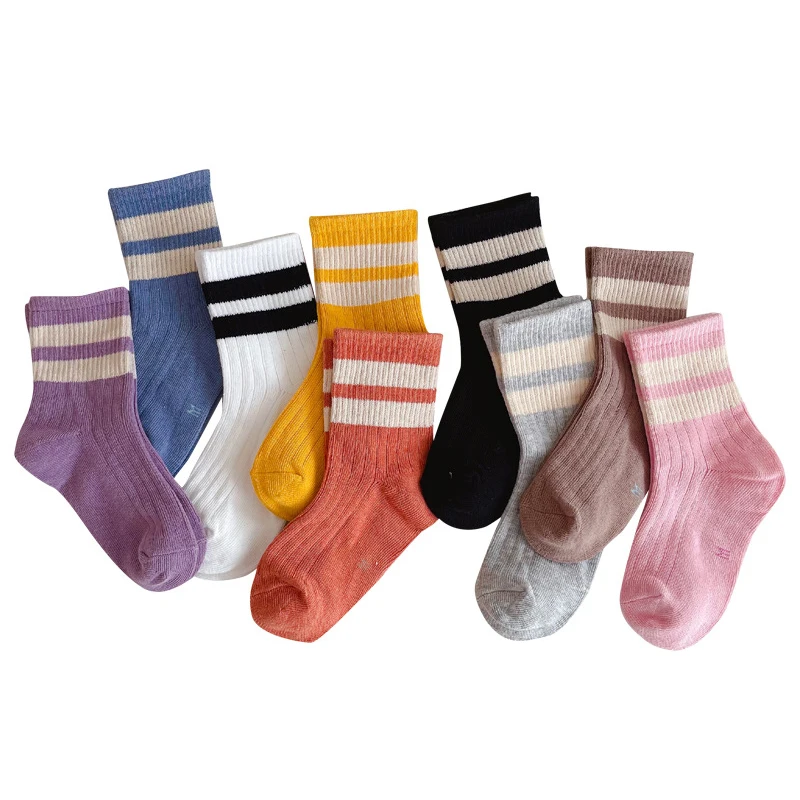 

Children Girls Socks Spring Autumn Baby Kids Striped Candy Colors Sock For Boys Cotton Breathable Stockings Casual