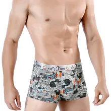 Сексуальное мужское нижнее белье, шелковые боксеры, шорты, Cuecas masculina, с принтом, средняя талия, с мешочком, трусы, ropa interior homber размера плюс L-3XL