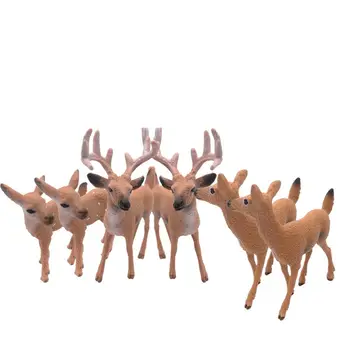 

Set of 6 christmas Deer Figurines Cake Toppers for christmas decor , Deer toy