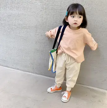 

2020 New Girls Boys Striped T-Shirt Cotton Fashion Full Sleeve Cotton Kids Top 1-6t PO906