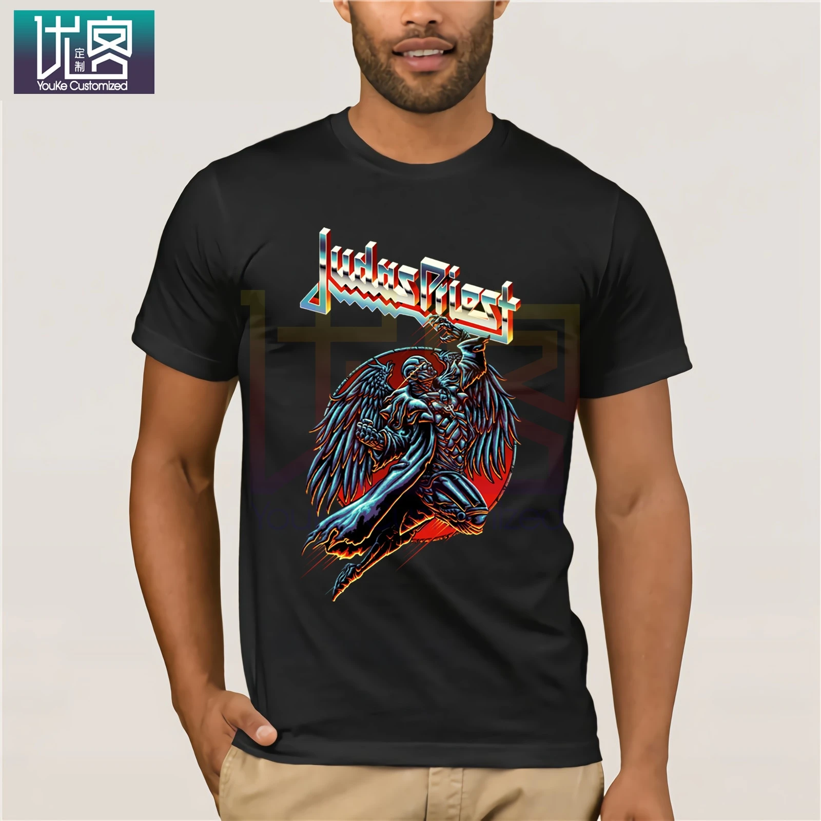 

Judas Priest T-shirt Heavy Metal Band Black Printed Men T-Shirt Short Sleeve Funny Humor Tee Shirt 100% Cotton Tops Graphic