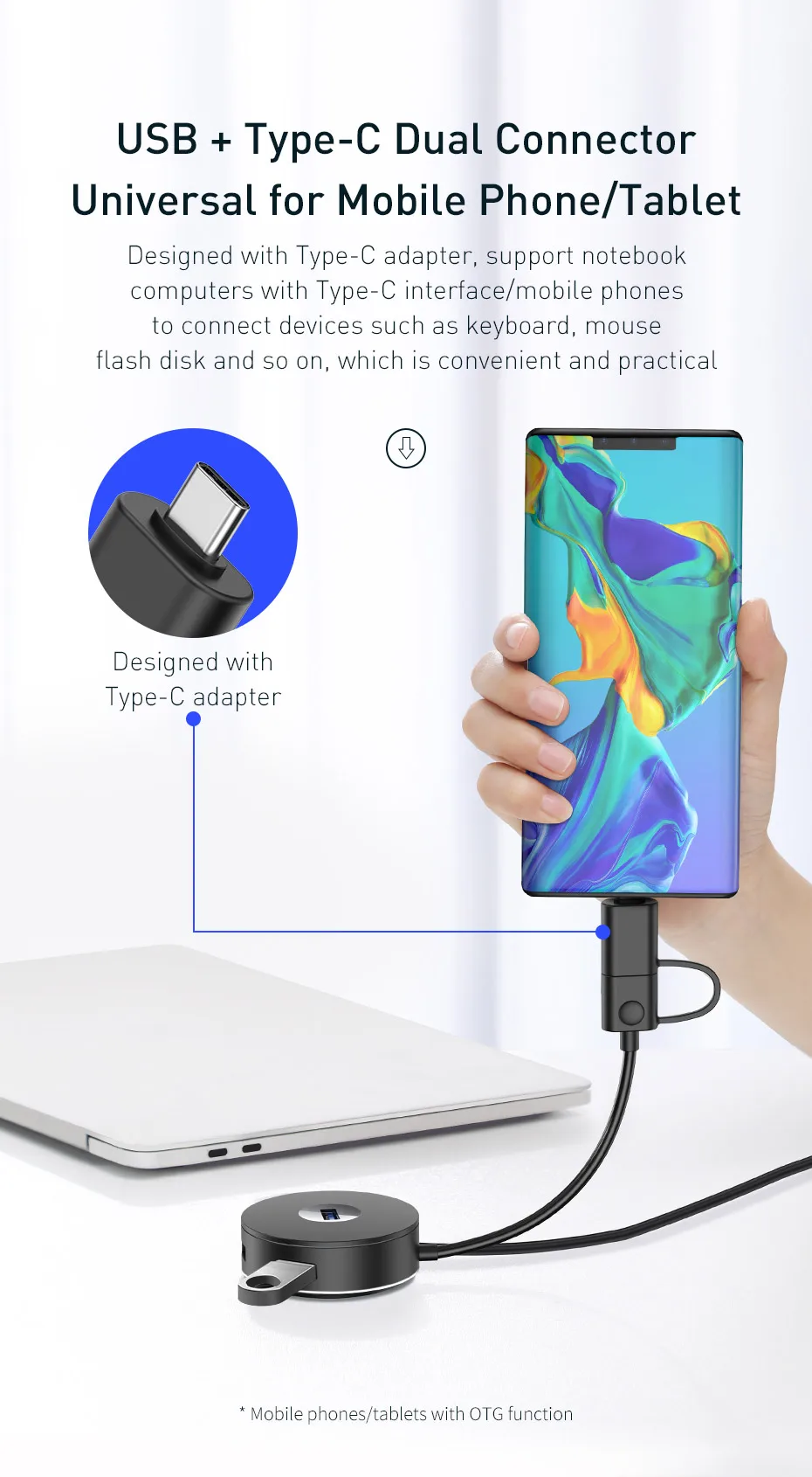 Baseus type C usb-хаб USB3.0 USB C концентратор для MacBook Pro Air концентратор USB type C usb 3,0 2,0 адаптер с Micro USB type-C HAB адаптер