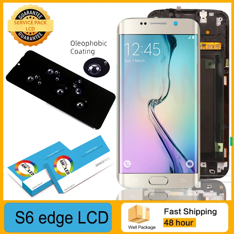 100% Оригинальный 5 1 ''дисплей для SAMSUNG Galaxy s6 edge G925 G925I G925F ЖК-дисплей с рамкой