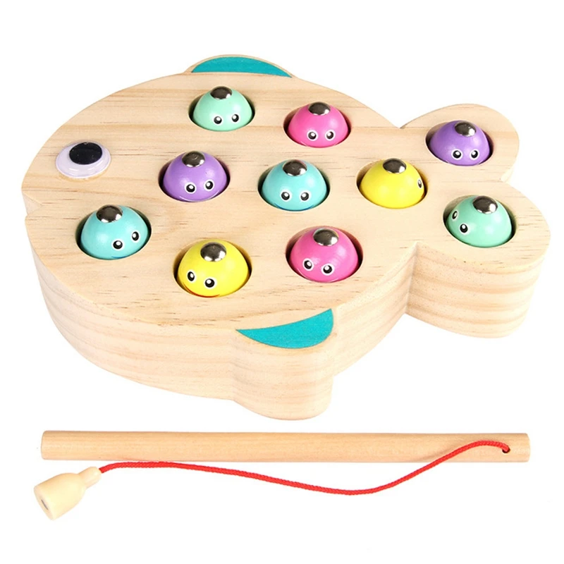 

Children Wooden Magnetic Fishing Game Educational Toys For Kids Outdoor Garden Fish Toy Magnet Fishing Playing Gift For Childr