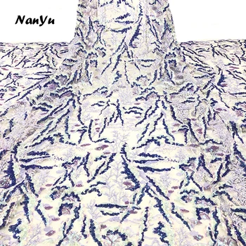 

Wholesale Nigerian Embroidered Sequined Fabric Colorful Paillette Lace Fabric For Party/Evening Dress