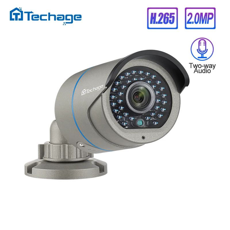  Techage H.265 2.0MP Security CCTV POE IP Camera Two-way Audio IR Outdoor Waterproof 1080P P2P Onvif - 32322335588