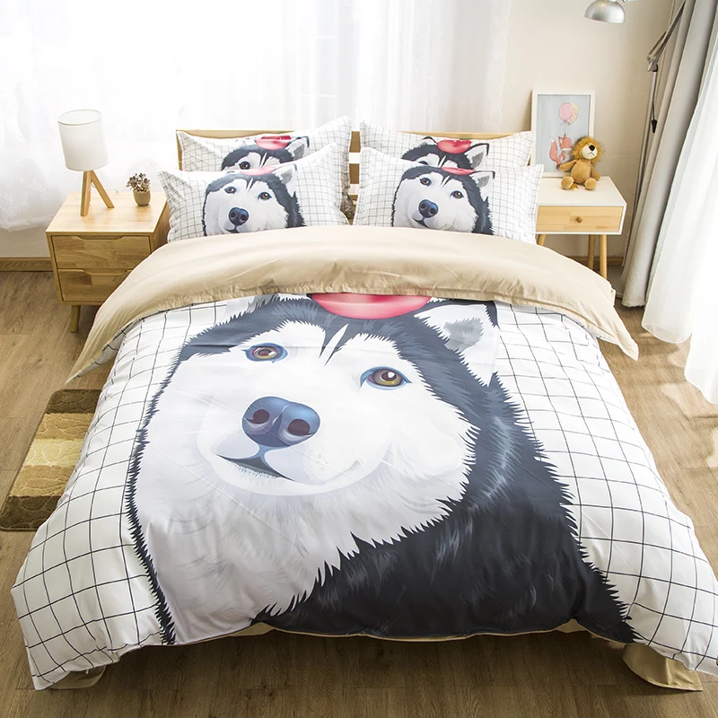 

Free shipping kids children cartoon fortune cat shiba Alaskan dog twin full queen size 3/4pcs bedding set no filler home textile