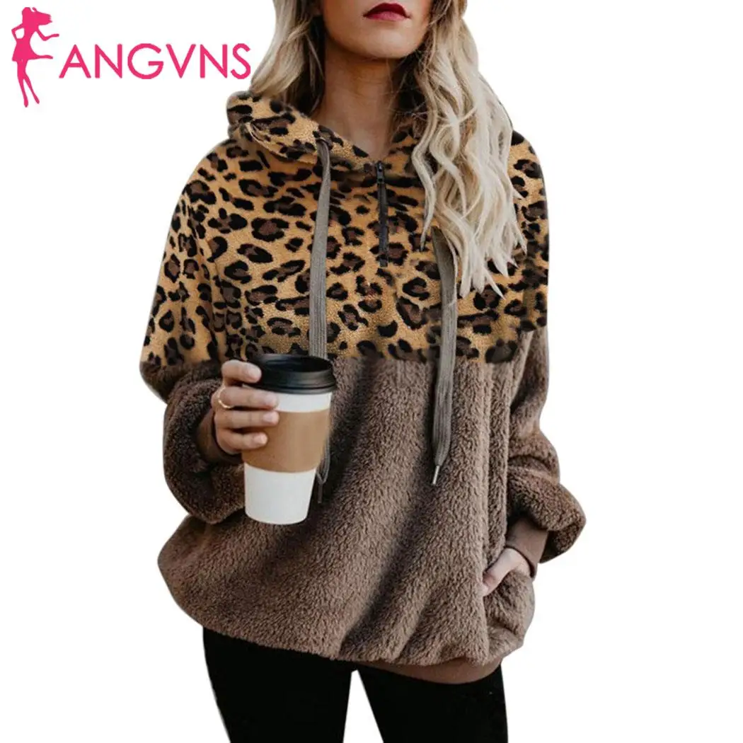 New Fashion Women Casual Patchwork Leopard Hips Length Drawstring Hoodie Pocket Patchwork, Pullover, Loose, New Fashion Women Casual Patchwork Leopard Hips Length Drawstring Hoodie Pocket Patchwork, Pullover, Loose,